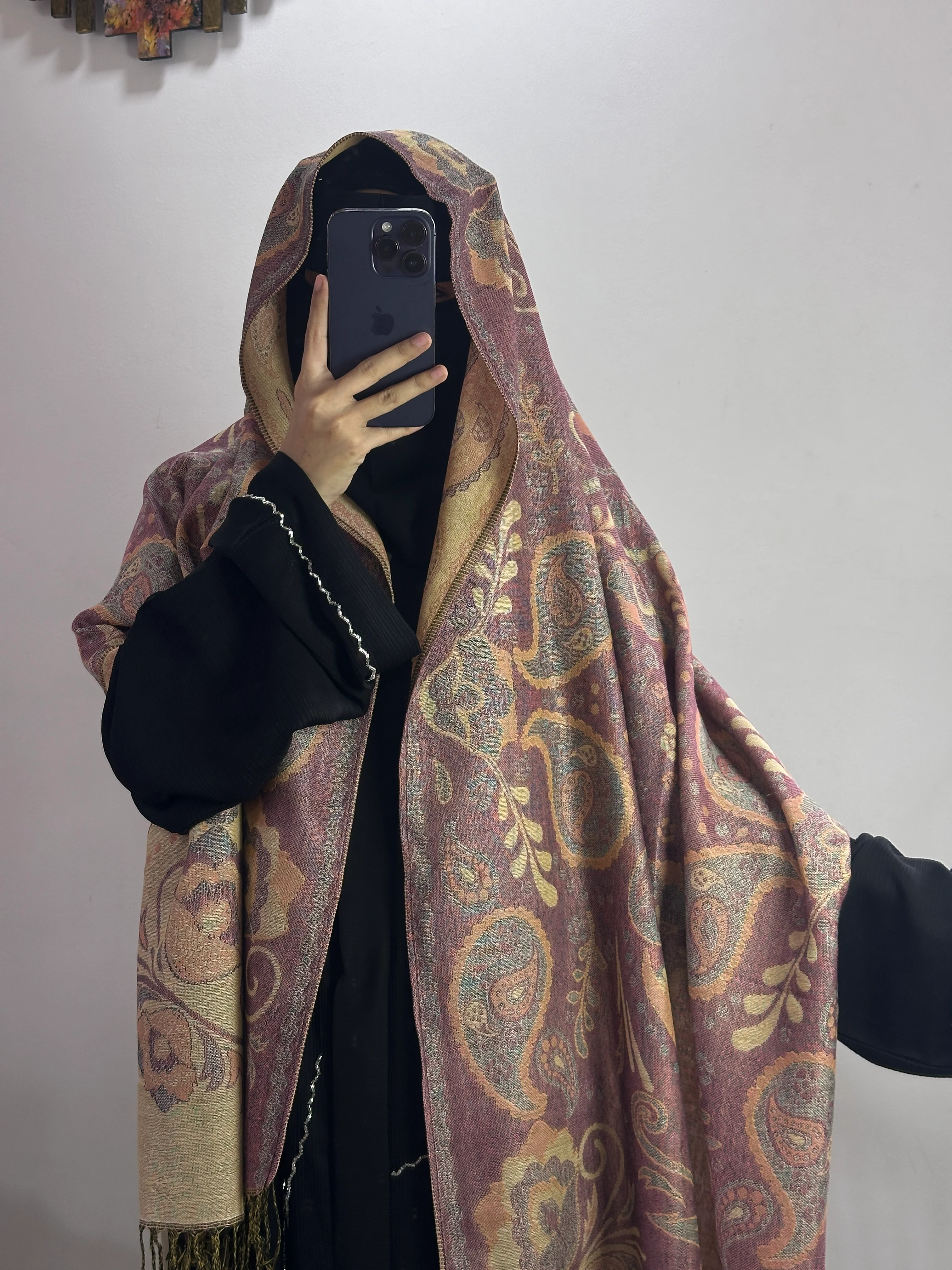 Luxury pashmina shawl - Pink - Image 2