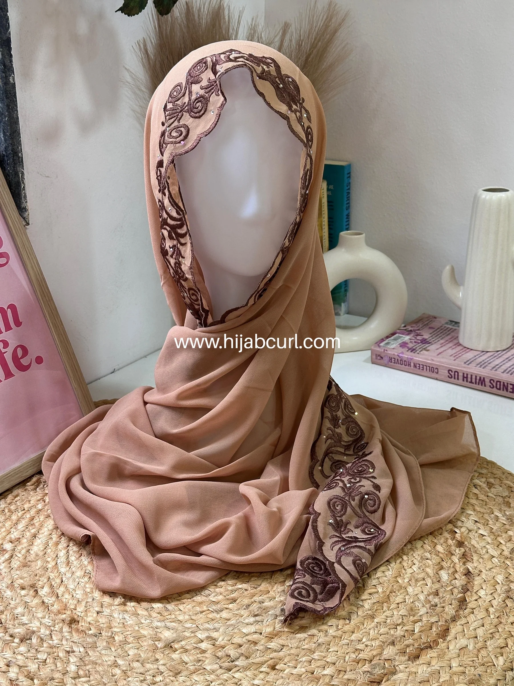 Premium Chiffon Embroidered Hijab - Image 12