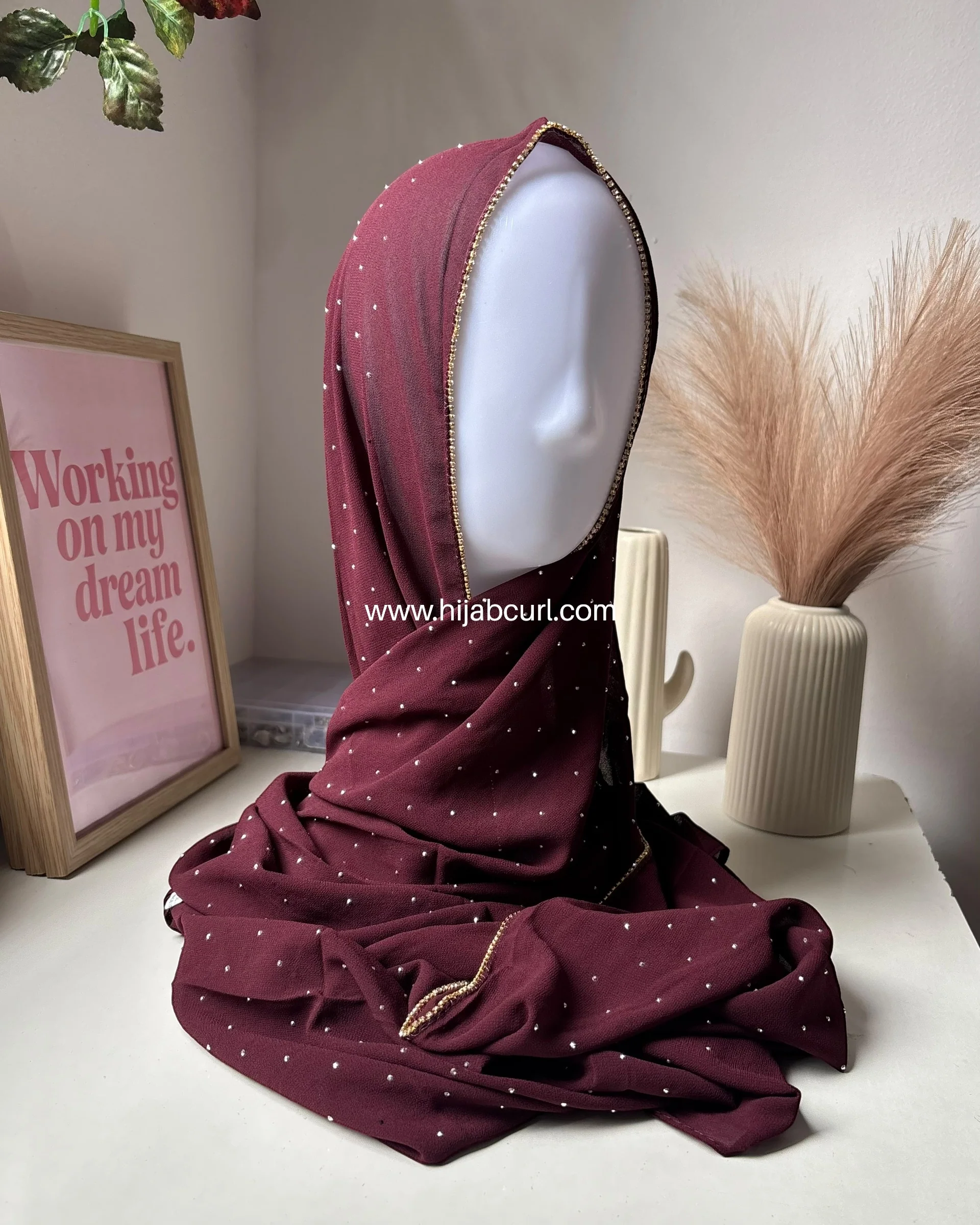 Rhinestone Chiffon Hijab - Image 3