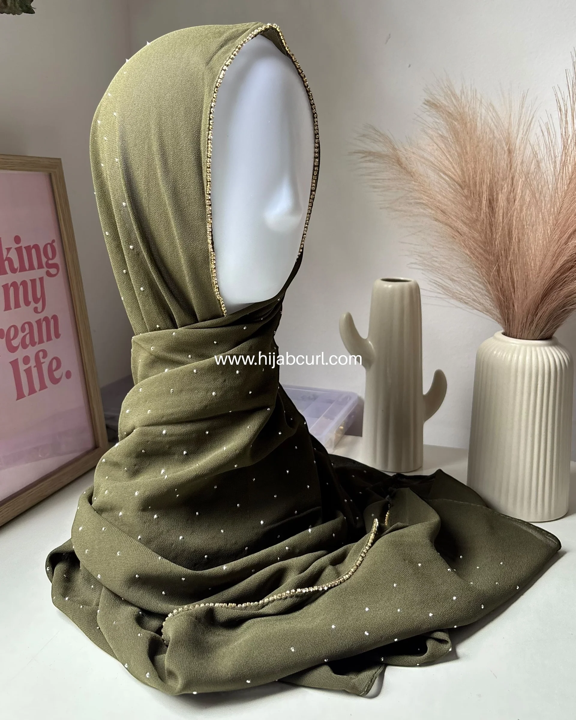 Rhinestone Chiffon Hijab - Image 4