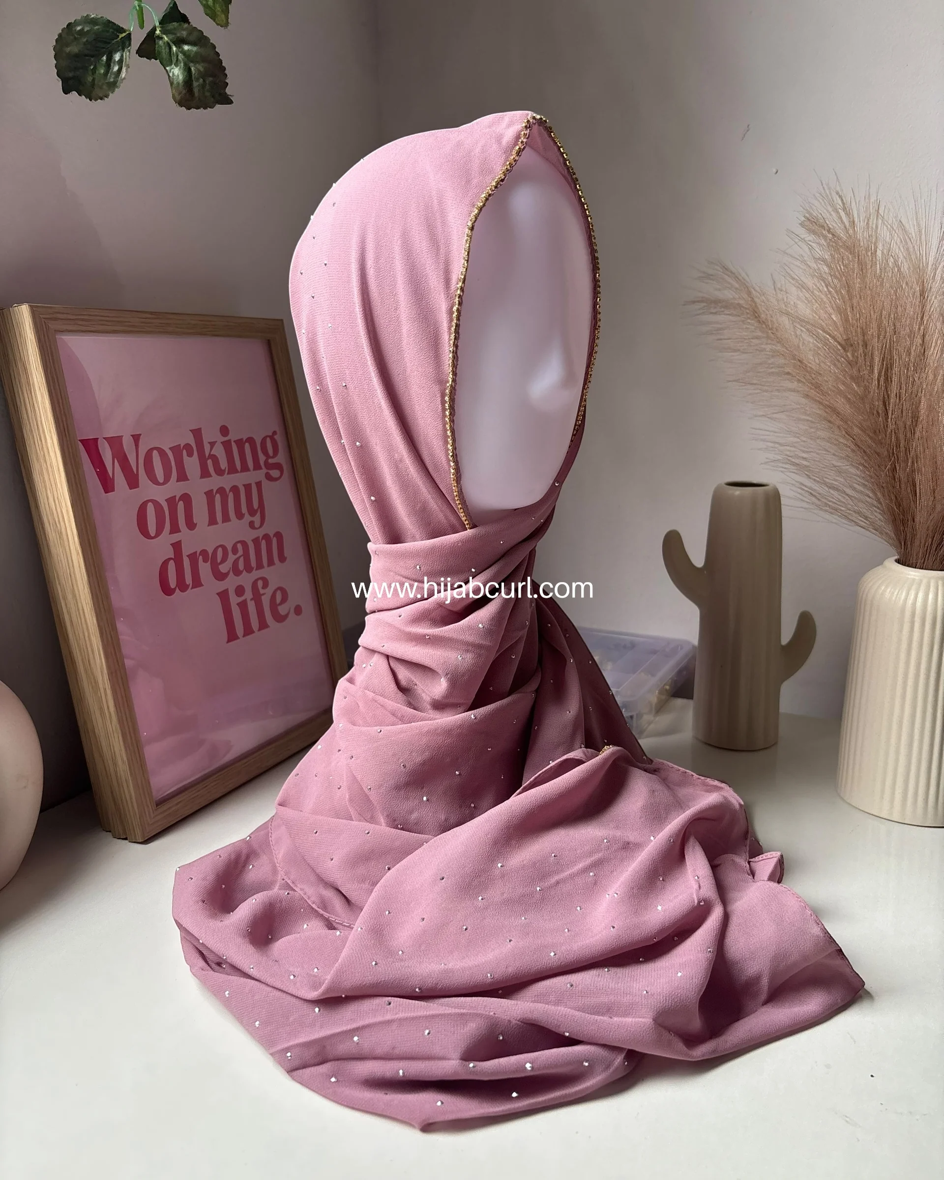 Rhinestone Chiffon Hijab - Image 5