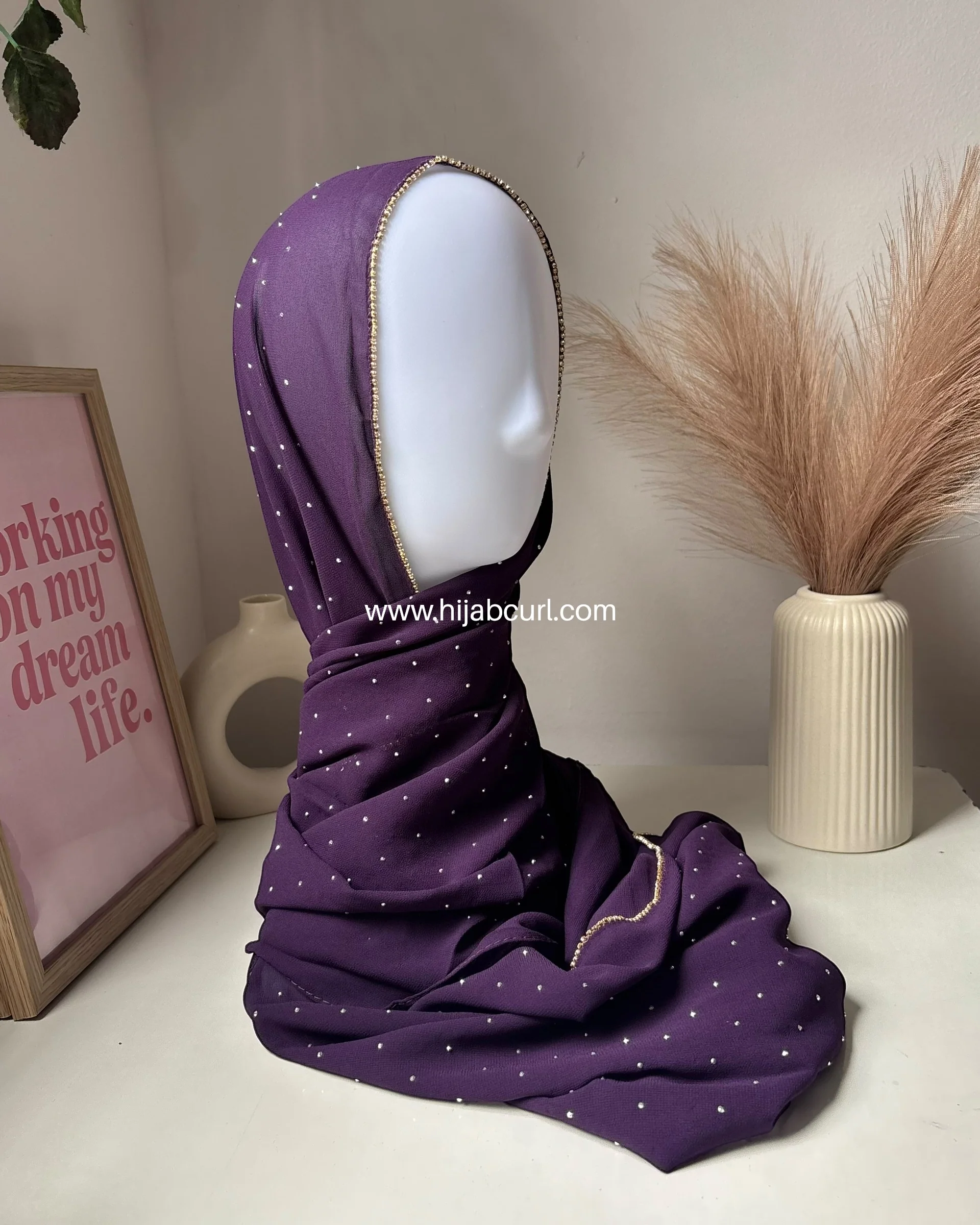 Rhinestone Chiffon Hijab - Image 6
