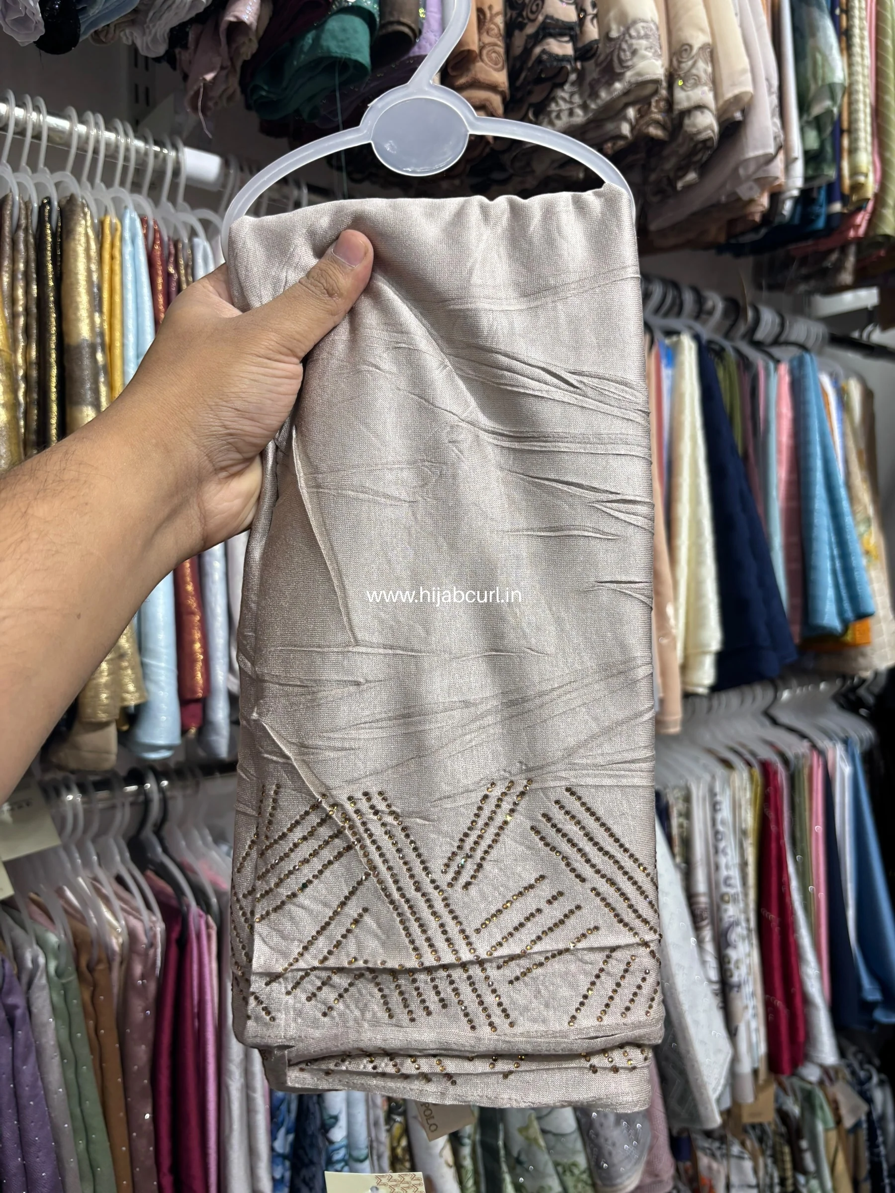 Jersey Hijab - Border Stone Work - Image 7